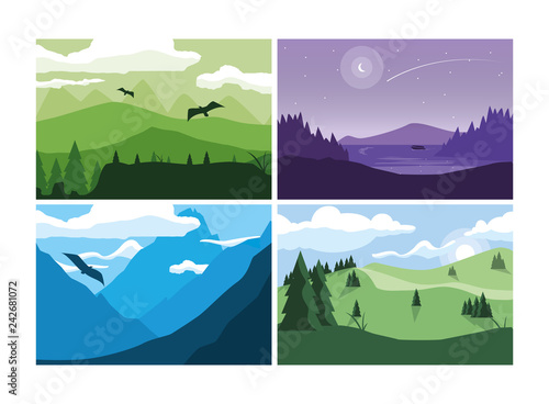 wanderlust poster with set of landscapes