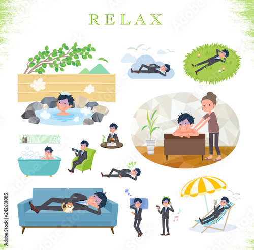 flat type Gray suit businessman Bad condition_relax