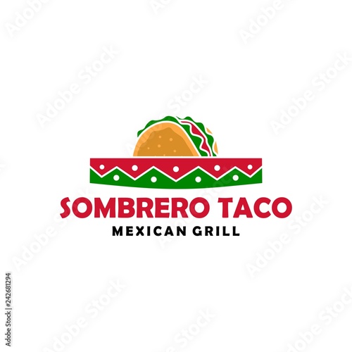 sombrero hat taco logo vector icon illustration