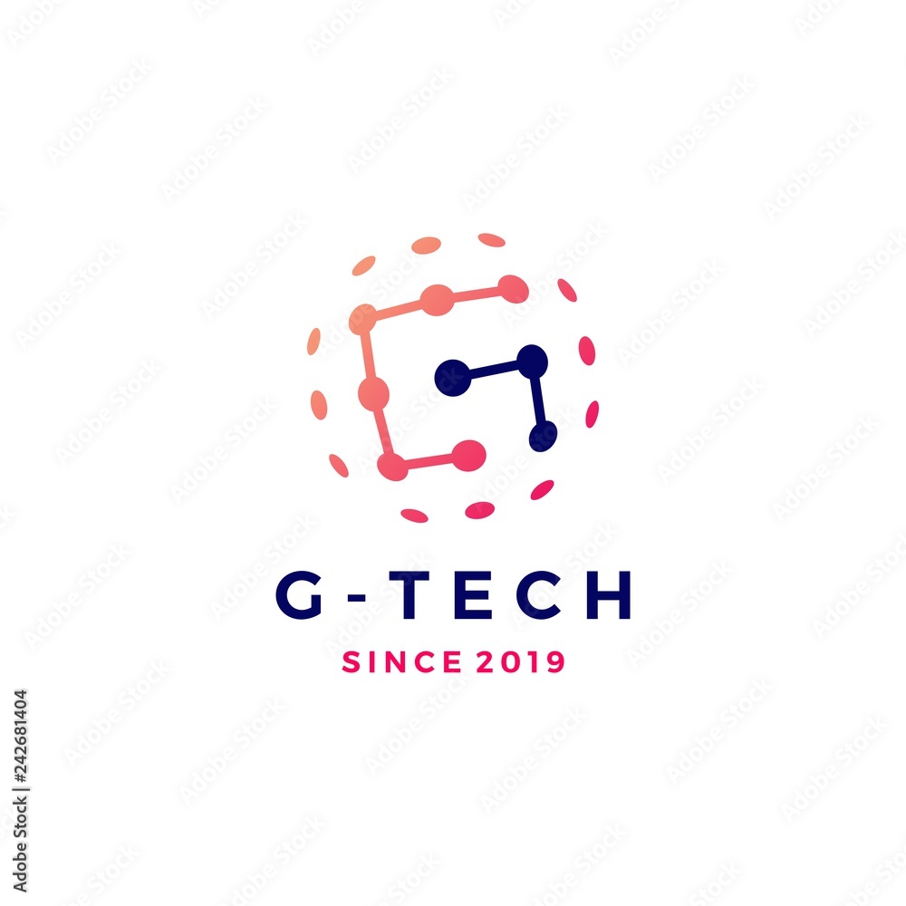Obraz premium G letter tech connection sphere planet logo vector icon illustration