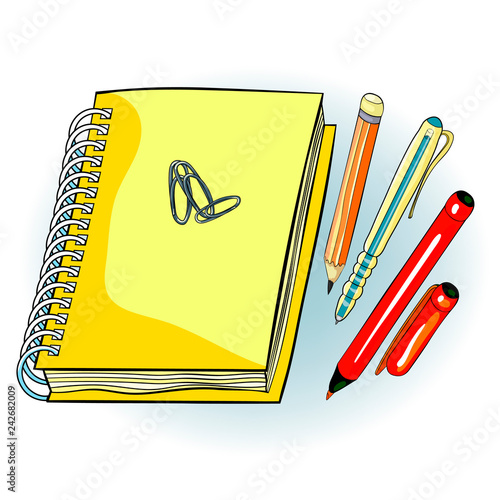 notepad on helix pencil pen clip  illustration