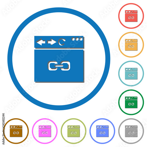 Browser link icons with shadows and outlines