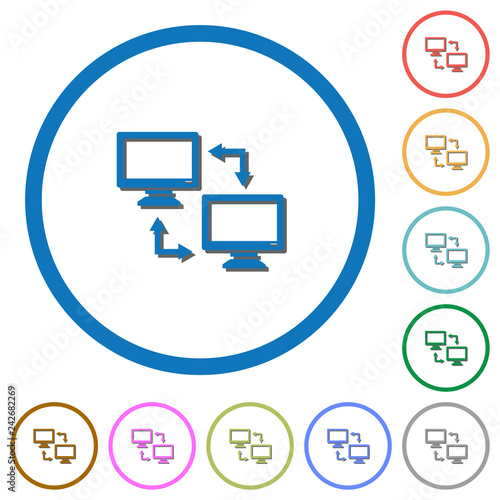 Data syncronization icons with shadows and outlines