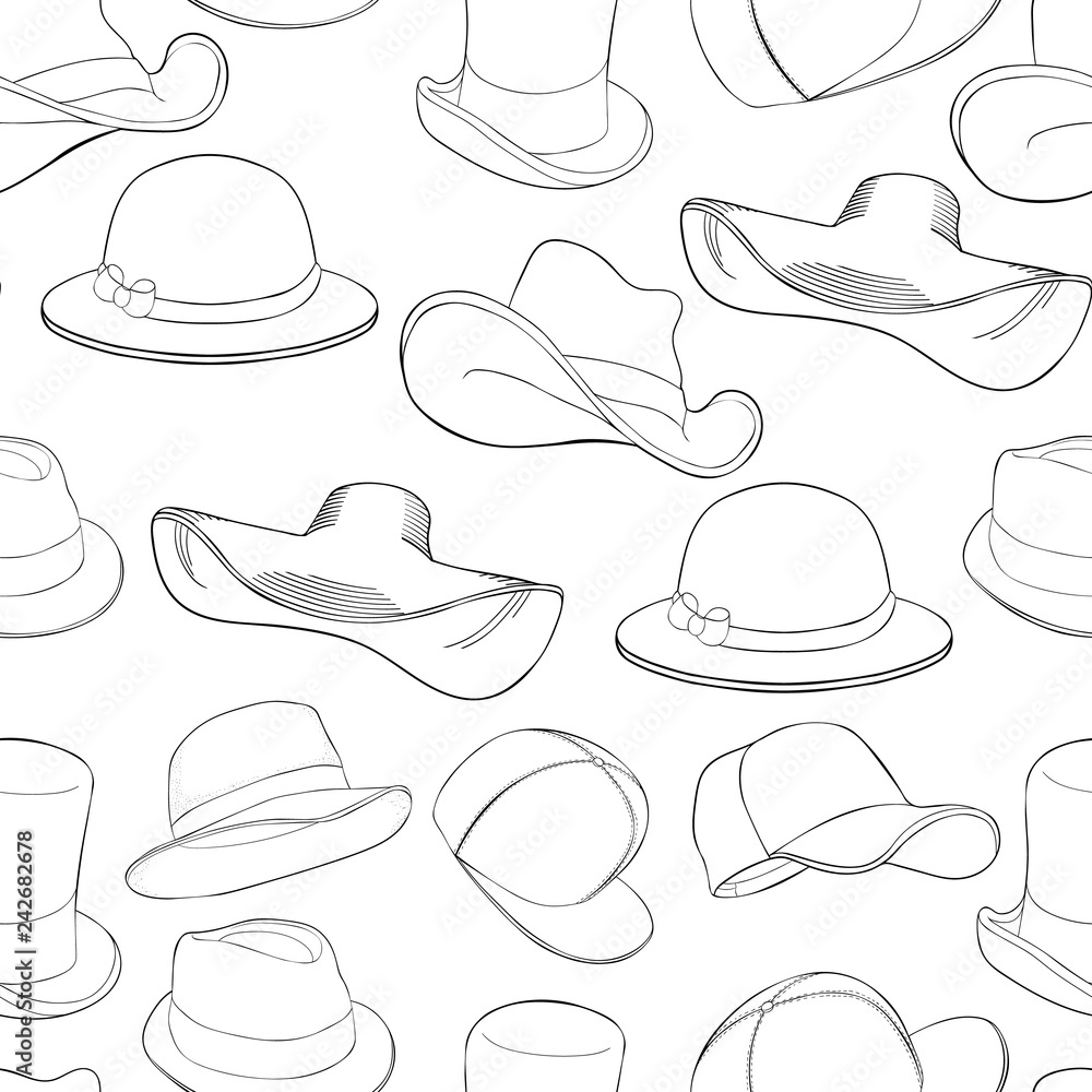 seamless pattern hat cap headgear. illustration