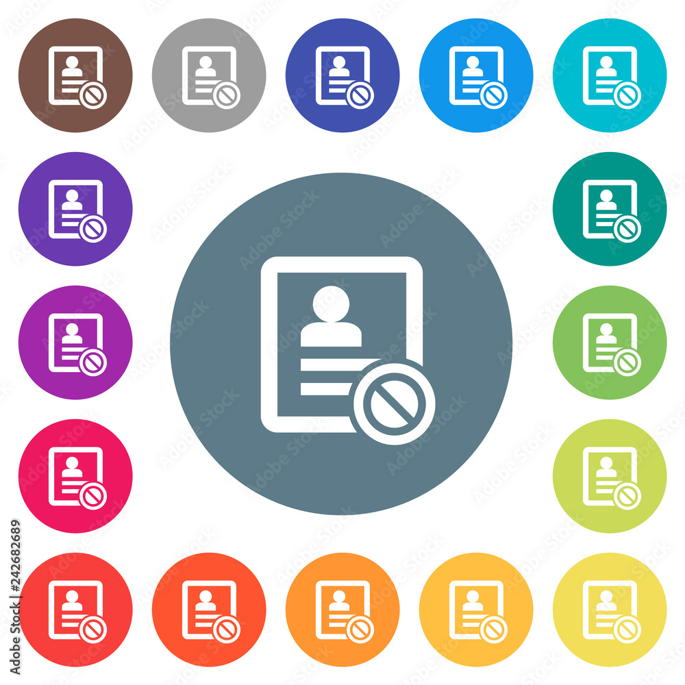 Contact disabled flat white icons on round color backgrounds Contact disabled flat white icons on round color backgrounds