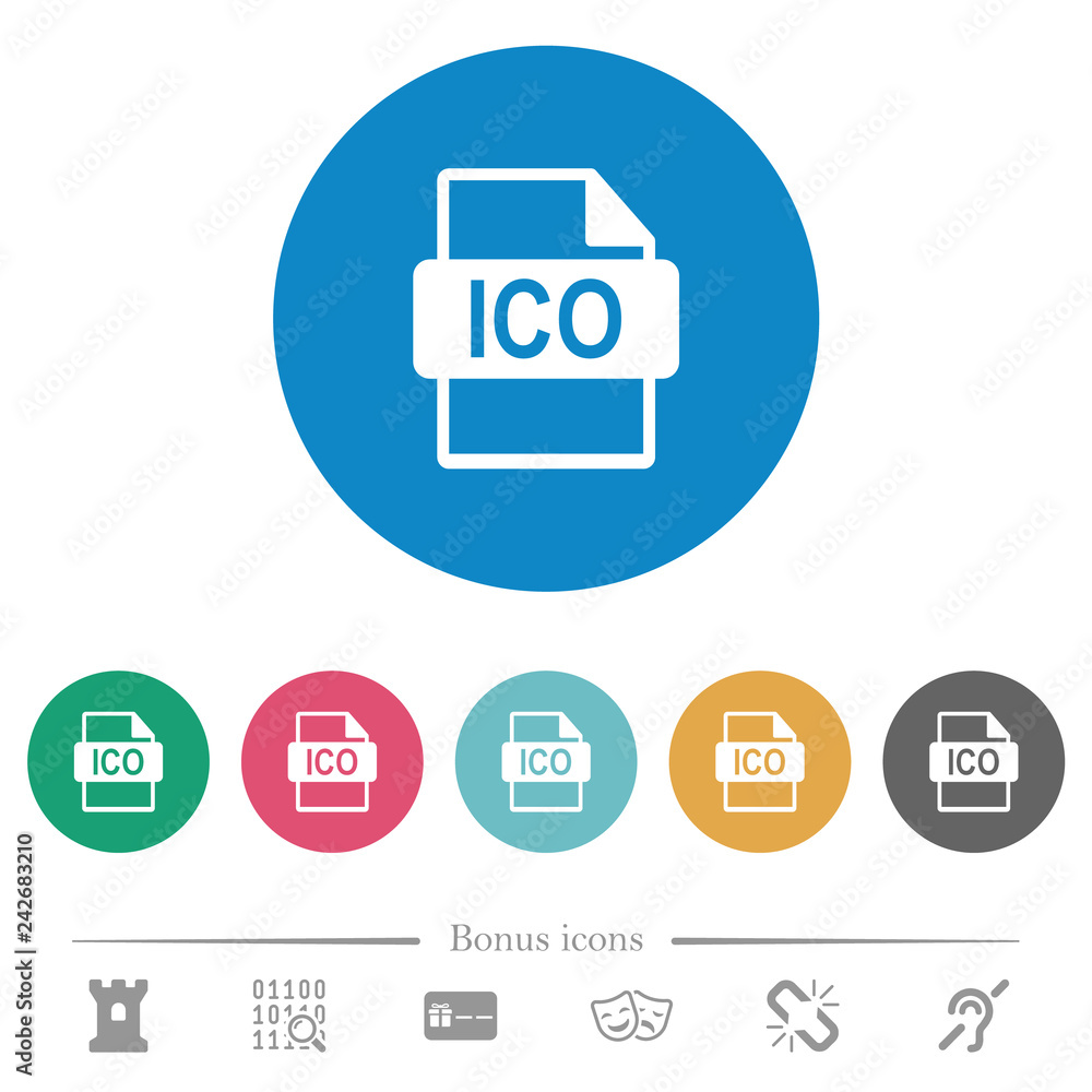 ICO file format flat round icons ICO file format flat round icons