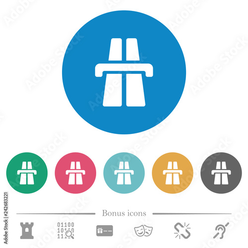 Highway flat round icons