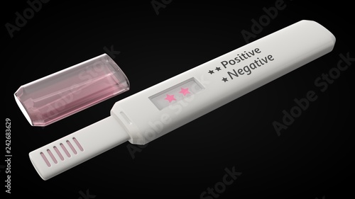 simple pregnancy test stickwith pink cap 3d illustration