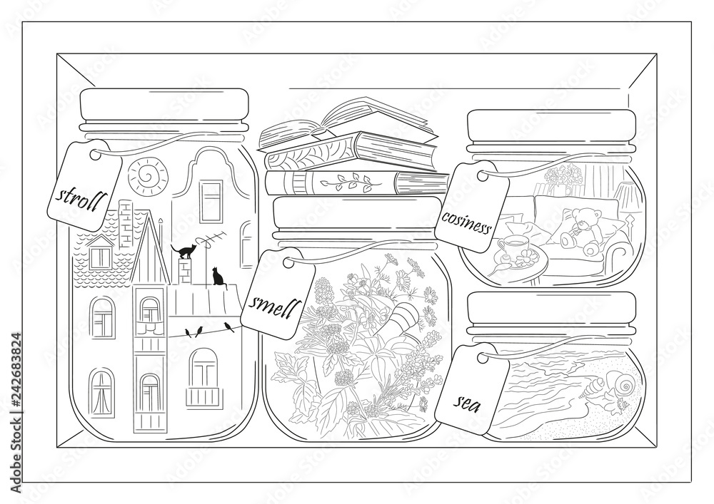 Obraz premium hand drawn memory shelf