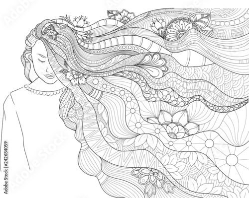 woman with floral hair