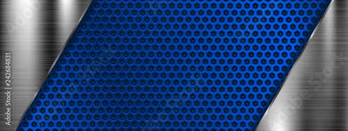 Blue metal perforated 3d texture