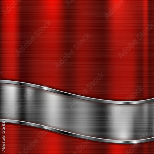 Brushed metal red texture with steel plate