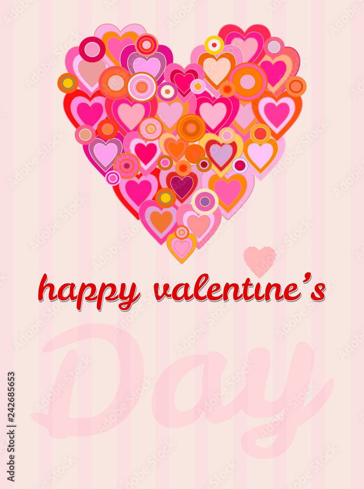 valentine's day and love greeting card design template, free copy space, vector