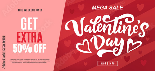 Valentine's day sale long banner template