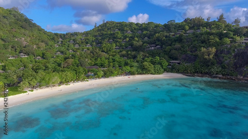 Beautiful beach of Seychelles, aerial view