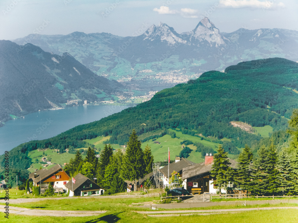 Emetten / Switserland – July 15 2012: The Swiss alps in the summer
