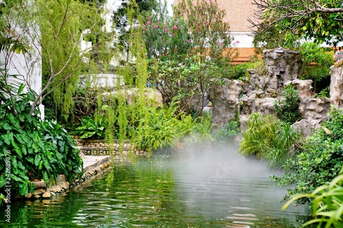 Garden in Wat Prayurawongsawat Worawihan Bangkok Thailand