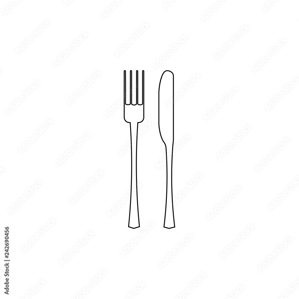 Vector illustration. fork and knife icon on white background. Restaurant menu icon. Vector illustration. fork and knife icon on white background. Restaurant menu icon.