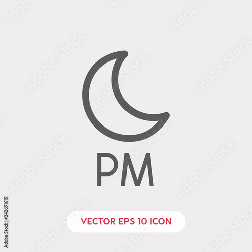 PM icon. PM vector symbol. Linear style sign for mobile concept and web design. Tall symbol illustration. Pixel vector graphics - Vector	