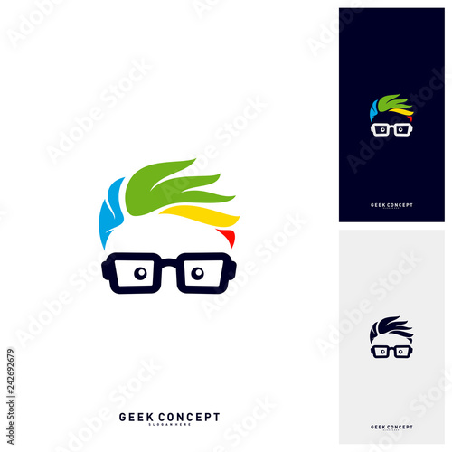 Social Geek Color Logo Concept Vector. Colorful Geek Logo Template - Vector