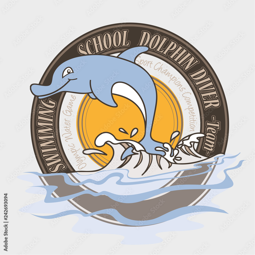 Fototapeta premium Szkoła pływania z delfinami