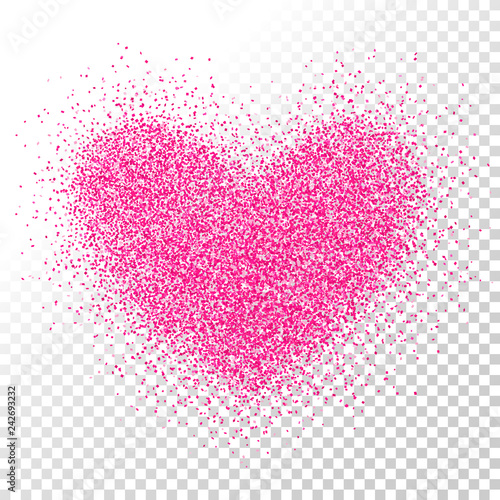 Confetti heart. Valentines day. Love vector. Glitter heart shape. Love symbol. Marriage. Confetti. Sparkles. Wedding. Romantic.