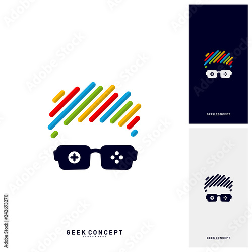Geek Games Leaf Logo Concept Vector. Game Geek Logo Template - Vector