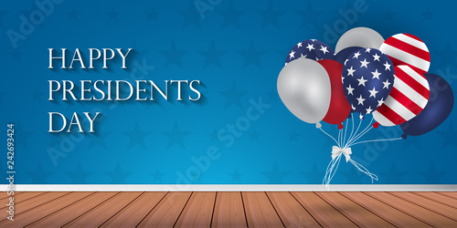 Presidents' Day. Presidents Day poster. Happy Presidents Day Background and symbols with USA flag. Vector illustration - Presidents' Day in the United States.
