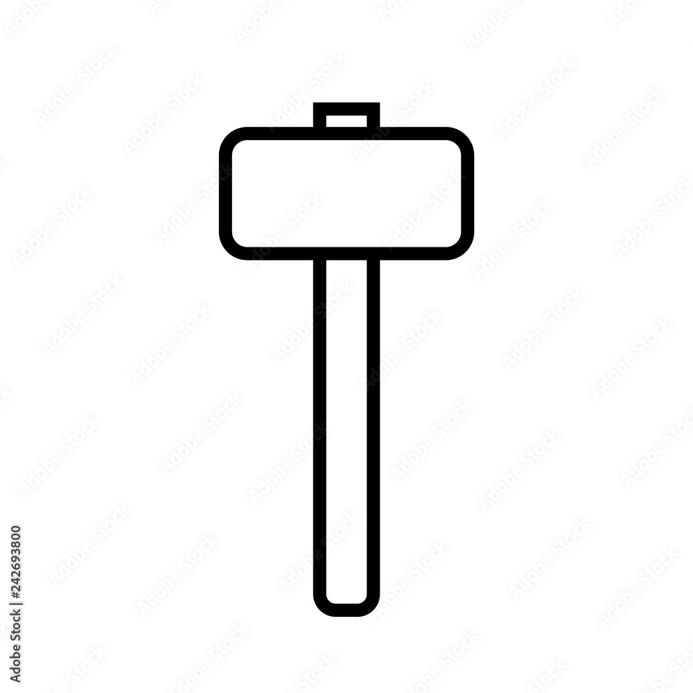 Line icon hammer, logo on white background Line icon hammer, logo on white background