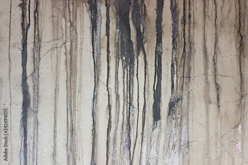 Grunge concrete wall with crack and stains in industrial building. Cement texture for design and background  with drips.