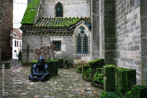 Back yard of old medieval church of Saulieu photo