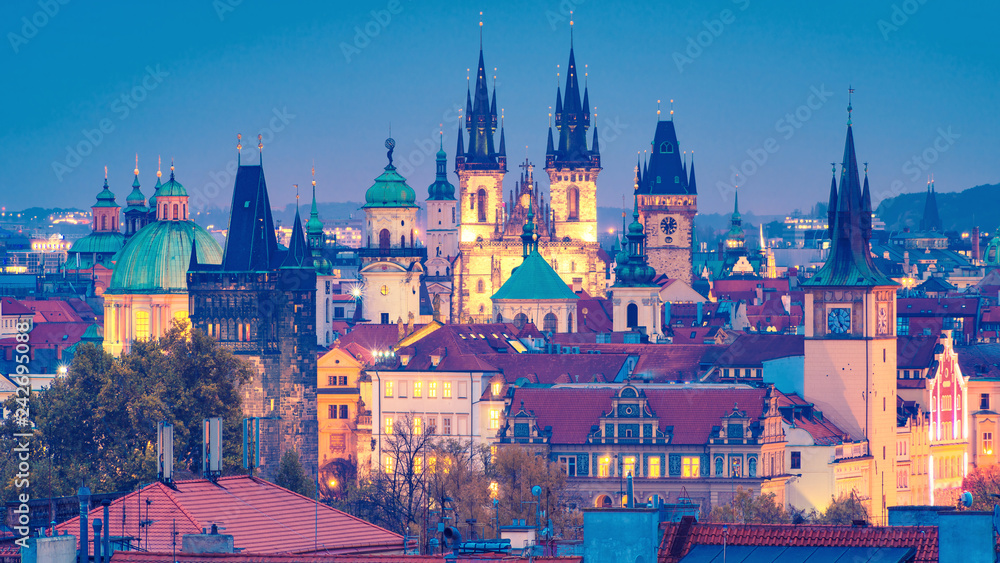 beautiful views of Prague's towers and rooftops