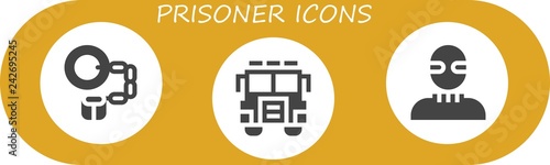 Vector icons pack of 3 filled prisoner icons