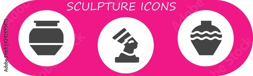 Vector icons pack of 3 filled sculpture icons
