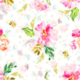 Modern, Seamless Watercolor Floral Pattern Wallpaper, Seamless Flower Background