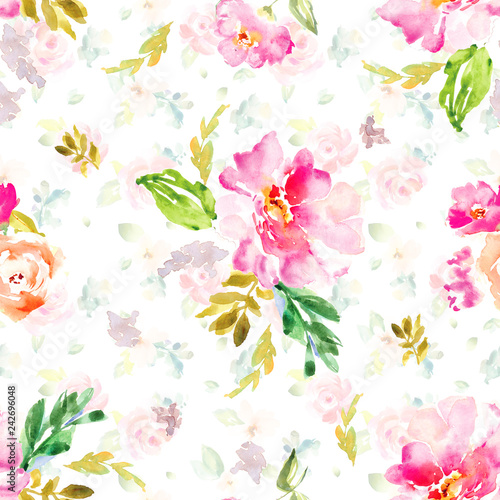 Modern  Seamless Watercolor Floral Pattern Wallpaper  Seamless Flower Background