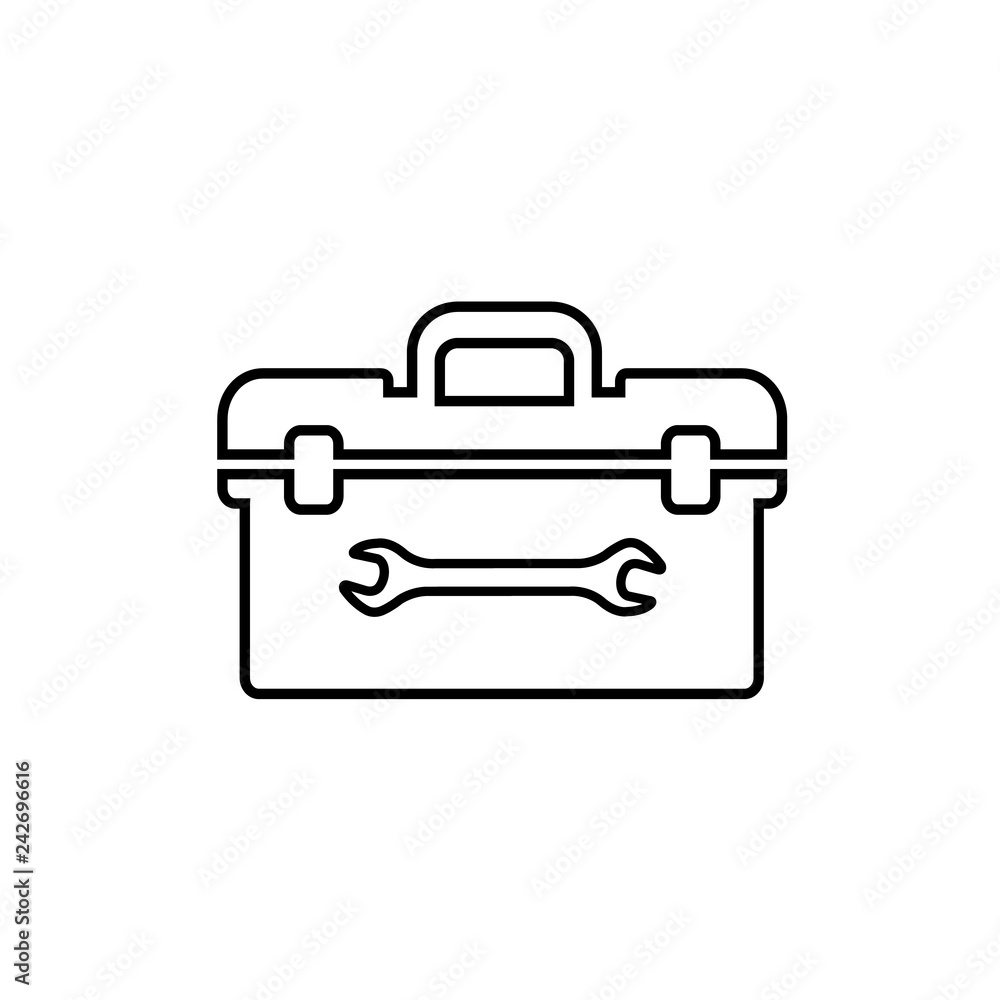 tool box line icon, logo on white background tool box line icon, logo on white background