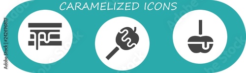 Vector icons pack of 3 filled caramelized icons