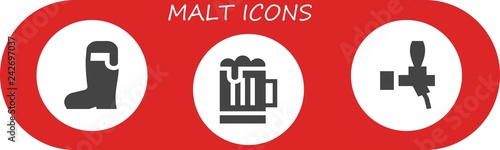 Vector icons pack of 3 filled malt icons