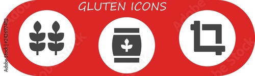Vector icons pack of 3 filled gluten icons