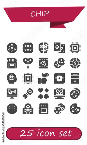 Vector icons pack of 25 filled chip icons