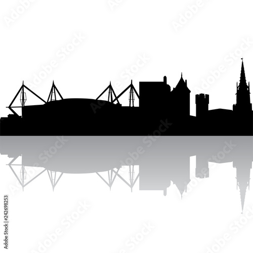 Vector silhouette of Cardiff. UK