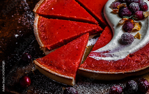 Cranberry curd tart slices photo