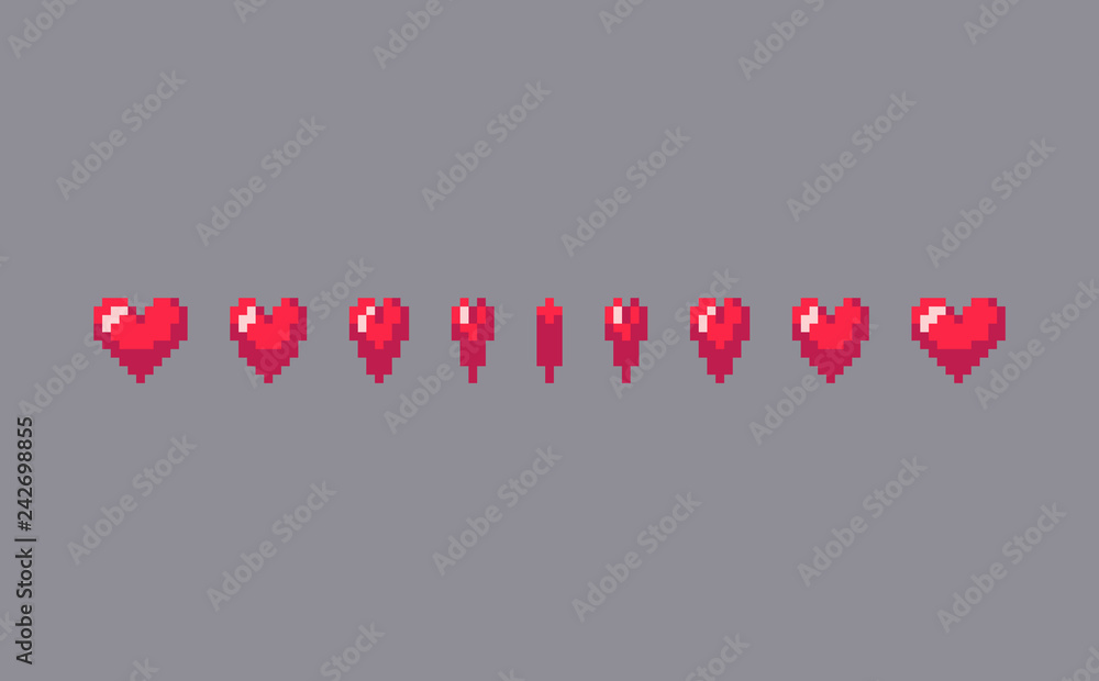 Pixel art heart sign animation. Stock Vector | Adobe Stock