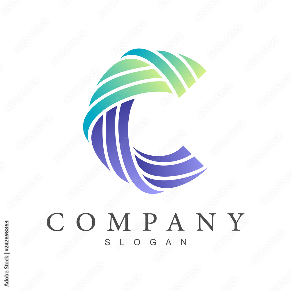 Fototapeta premium creative line art letter c logo design, letter c with line style