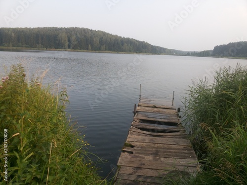 Ancient wooden pier in Belarus