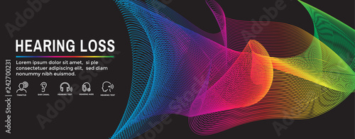 Hearing Aid or loss Web Header Banner with Sound Wave Images Set