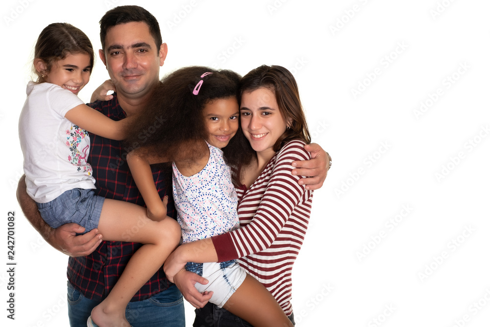 Multiracial Hispanic father his mixed race daughters Stock Photo | Adobe Stock