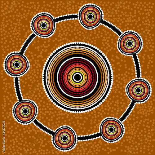 Aboriginal art vector background. Fish
