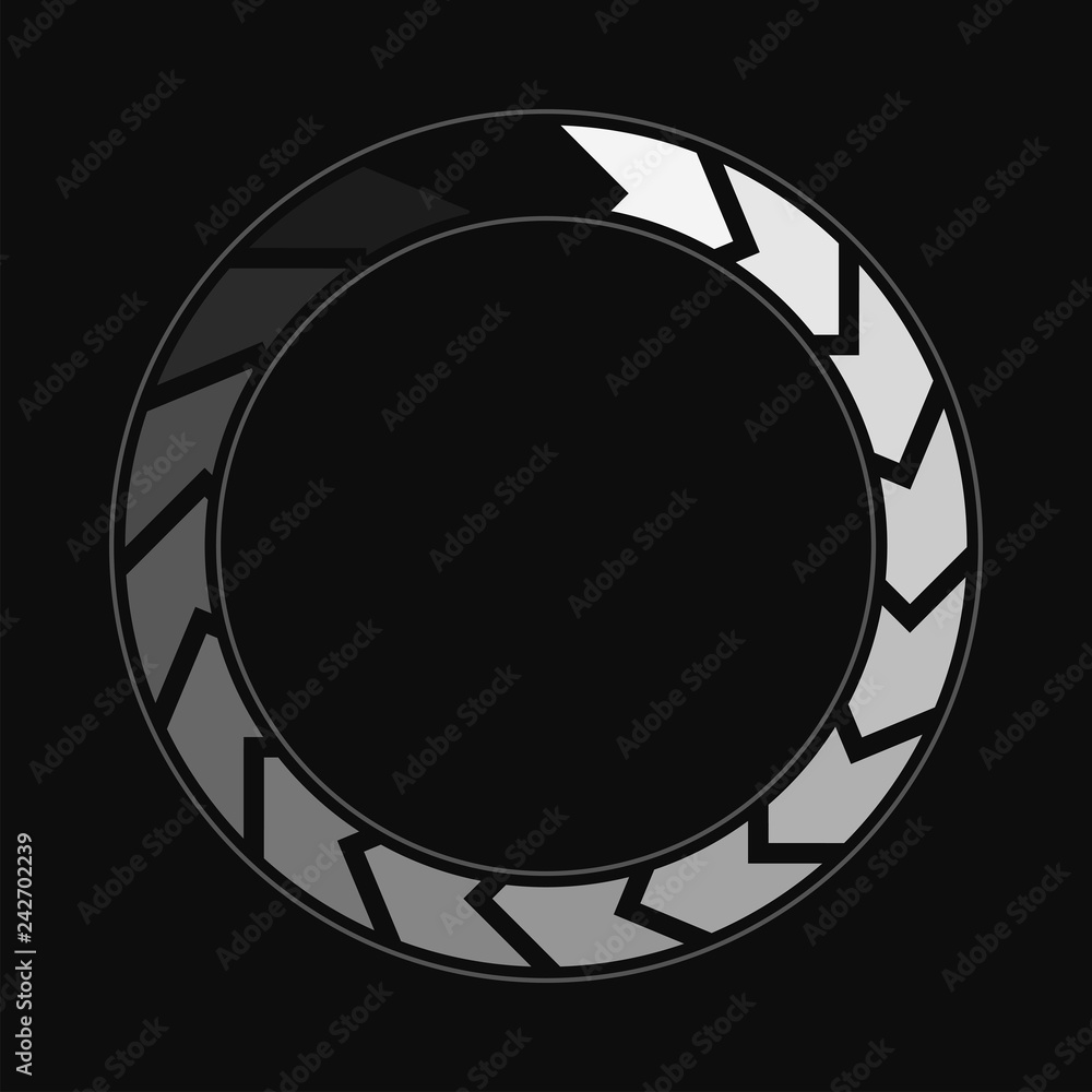 Round download sign isolated on black background. Load icon. Data loading bar. Vector stock illustration Round download sign isolated on black background. Load icon. Data loading bar. Vector stock illustration